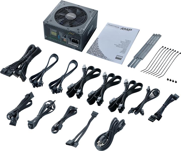 Actual product image Phanteks AMP v2 80 PLUS Gold power supply, modular, PCIe 5.0 - 1000 Watt, black (1000 W)