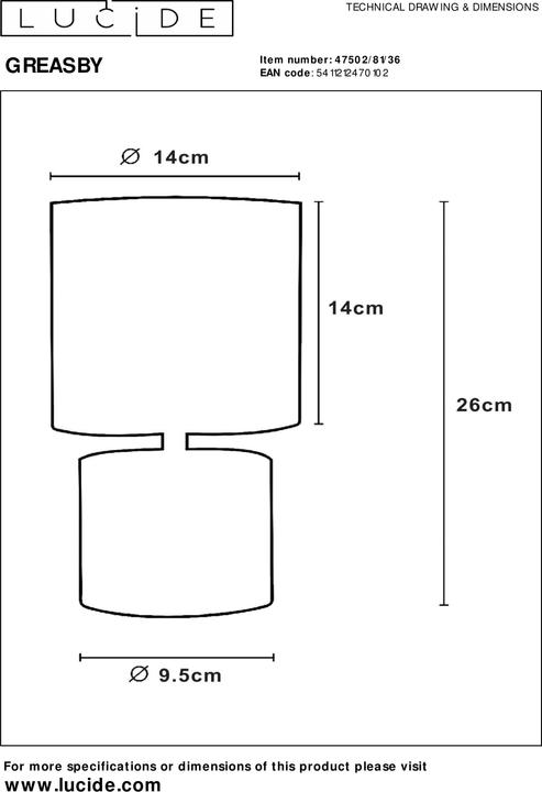 Image du produit Lucide Greasby (E14)