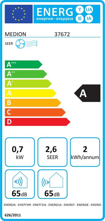 Energy Label Medion LIFE P701 (25 m², 7000 BTU/h)