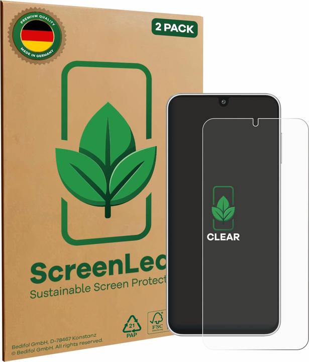 Productafbeelding ScreenLeaf Schutzfolie nachhaltiger Displayschutz Display Schutz Folie Klar Transparent (2 Stuk, Samsung Galaxy A16 5G)