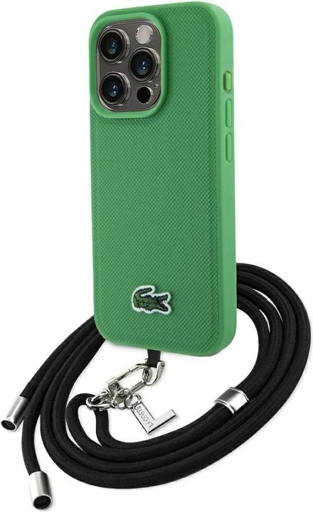 Actual product image Lacoste Etui Iconic Petit Pique Crossbody Cord MagSafe do iPhone 15 Pro Max zielony
