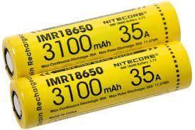 Actual product image Nitecore 18650 IMR battery 3100mAh/35A 2pcs.