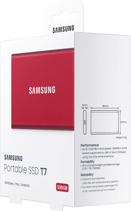 Image du produit Samsung Portable T7 Red (500 Go)