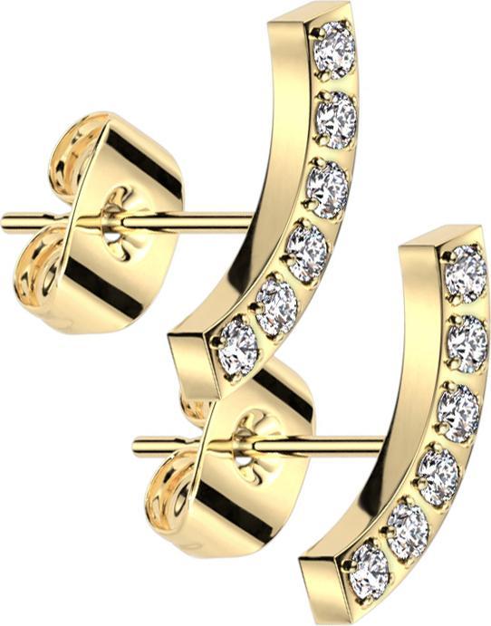 Actual product image Star Piercing Stud earrings gold-plated bow with crystals silver (without brass, Surgical steel 316L)