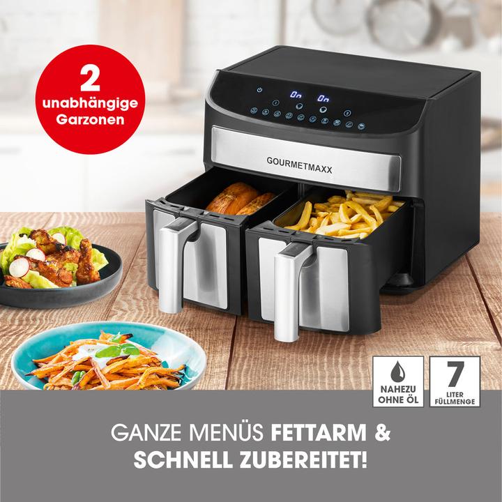 Actual product image Gourmetmaxx Hot air fryer, two-chamber