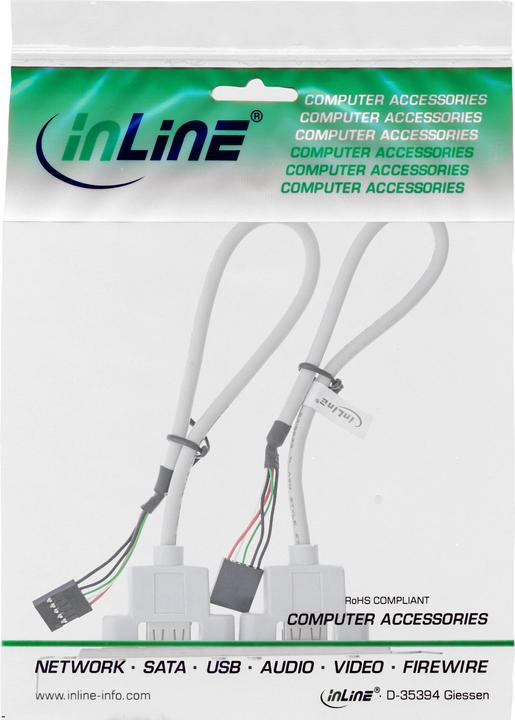 Actual product image Aquatuning USB 2.0 bracket, 2x USB female to 2x 5pin male connector