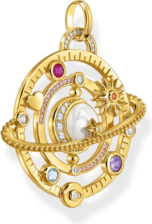 Thomas Sabo Anhänger mit Planetenring und bunten Steinen vergoldet (925er Silber, Emaille)
