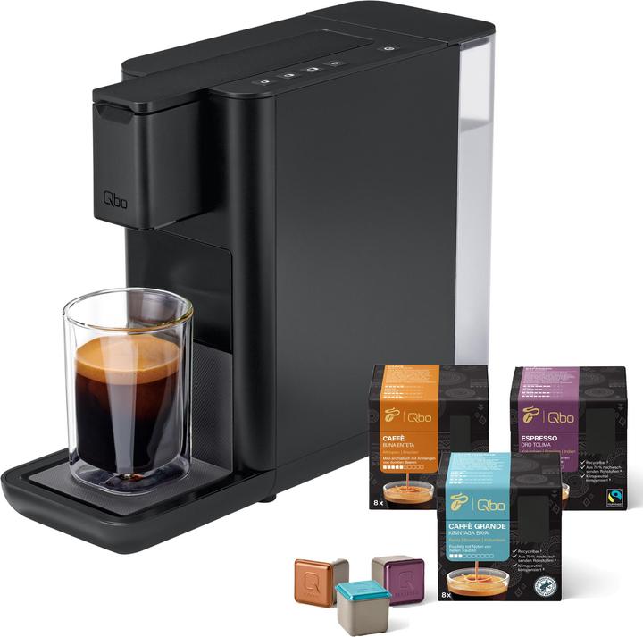 Produktbild Tchibo Qbo ICONIC Kapselmaschine inkl. 24 Kapseln, Dark Chrome