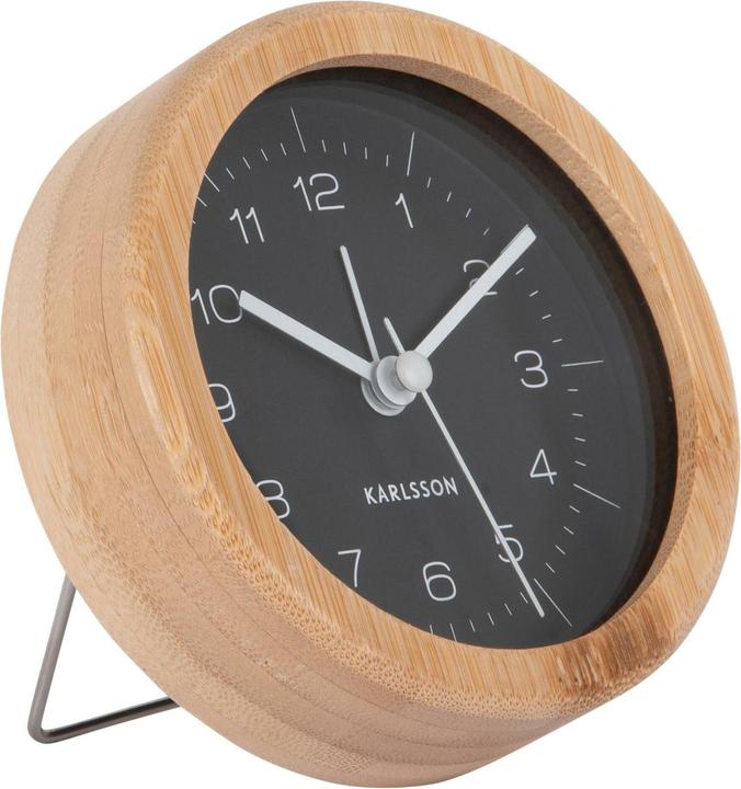 Karlsson Klassischer Wecker Neat Round Bambus / Schwarz