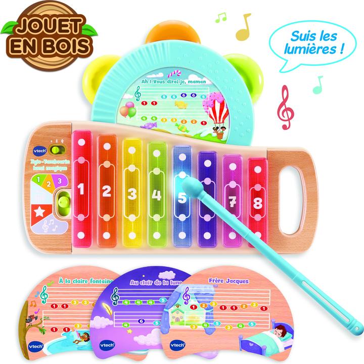 Produktbild VTech Xylo-Tambourin lumi magique (jouet bois FSC ®) (Französisch)