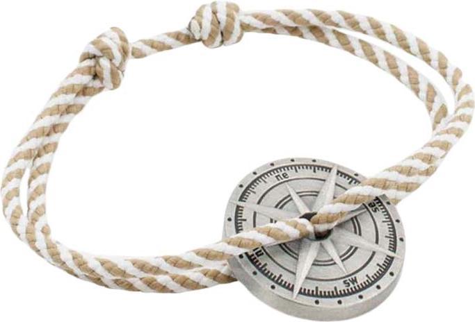 Le vent à la française Armband Argent Vieilli - Beige & Weiss