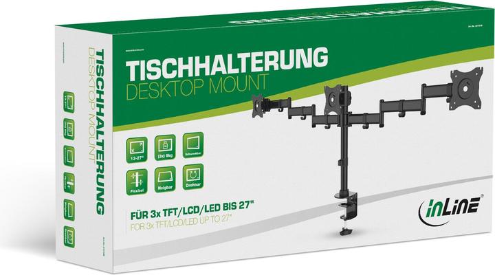 Image du produit InLine Bureau pour 3 écrans 13" - 27" (23104B) (Tables, 27")