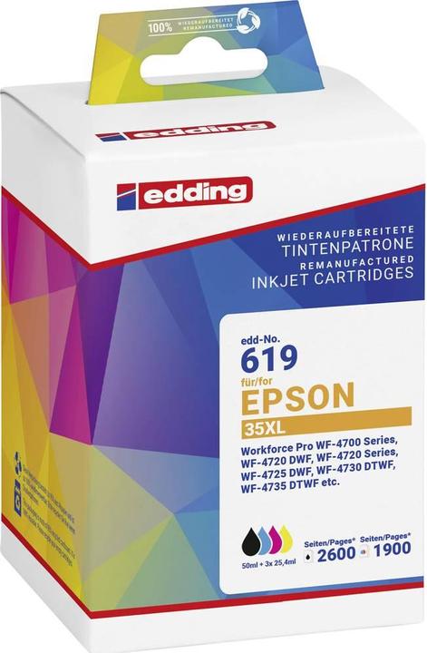 Produktbild Edding EDD-619 schwarz, cyan, magenta, gelb Druckerpatronen kompatibel zu EPSON 35XL / T3596XL, 4er (CMYK)