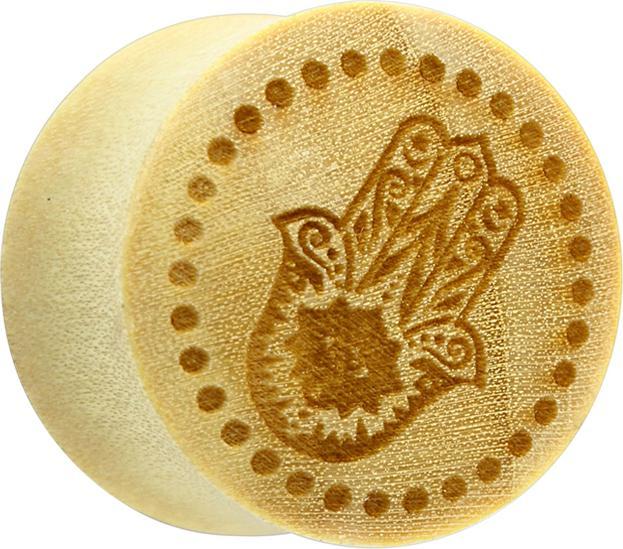 Star Piercing Flared Plug aus Krokodilholz Hamsa (ohne Messing, Organisch)