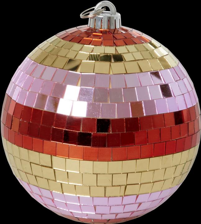 Image du produit Rice - Disco Ball with Stripes and Gold - Pink, Gold, and Red - Medium (15 cm)