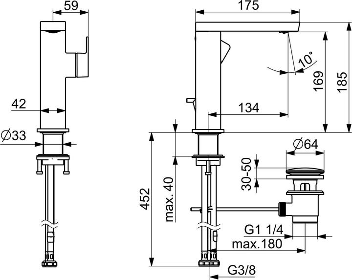 Immagine prodotto Hansa HANSASTELA ECO miscelatore monocomando per lavabo, con set di scarico, sporgenza 134 mm, 3,36L