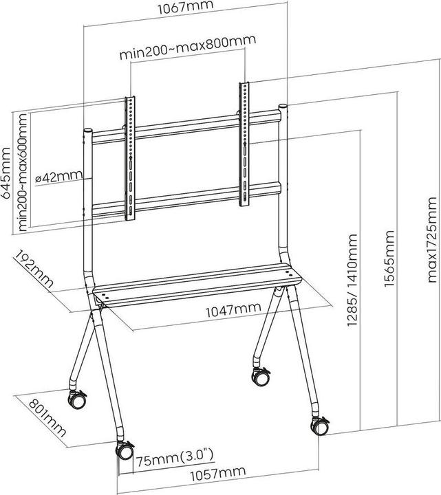 Actual product image Mobile TV/monitor floor stand, 50ö to 86ö, VESA (86", 120 kg)
