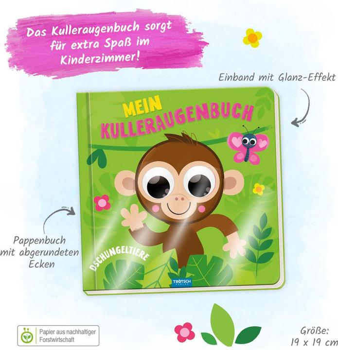 Image du produit Pappenbuch mit Kulleraugen Mein Kulleraugenbuch Dschungeltiere (Allemand, Trötsch Verlag GmbH & Co. KG (Éditions Trötsch), 2023)