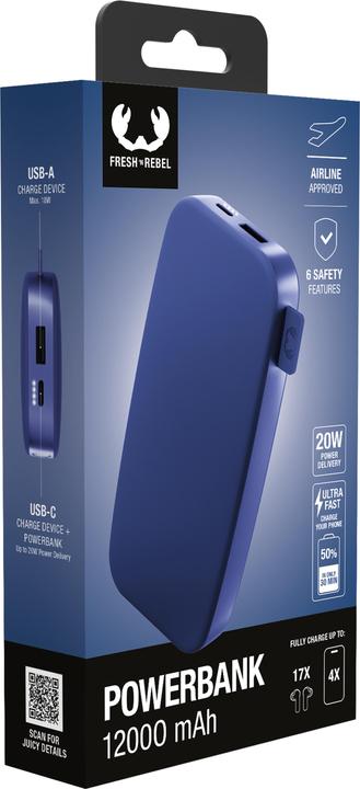 Produktbild Fresh'N Rebel Fresh 'n Rebel Powerbank 12000 mAh Blue (12000 mAh, 44.40 Wh)