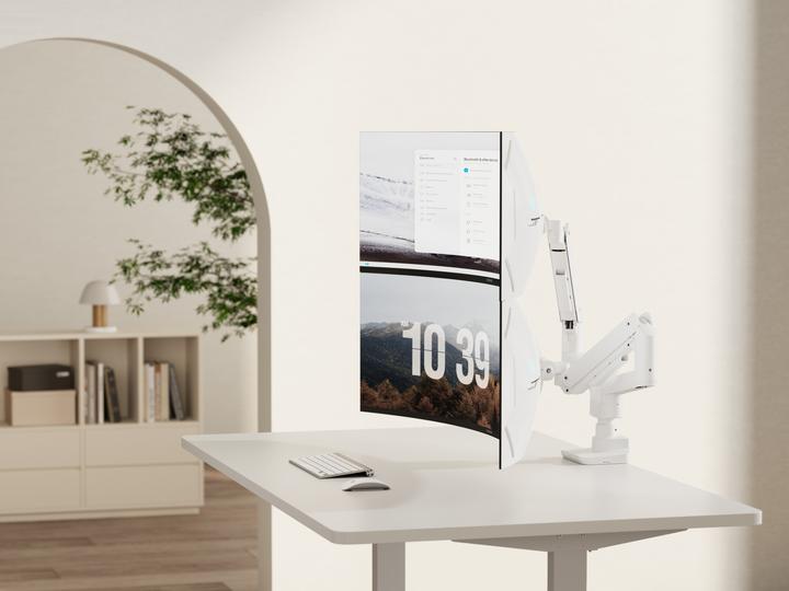 Produktbild equip Tischhalterung 17"-49"/ 2TFT je 20kg 360° Gasfeder ws (Tisch, 35")