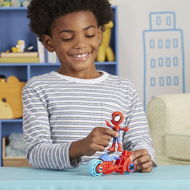Produktbild Hasbro Spidey and His Amazing Friends Spidey Figur mit Motorrad, Spielzeug für Jungs und Mädchen ab