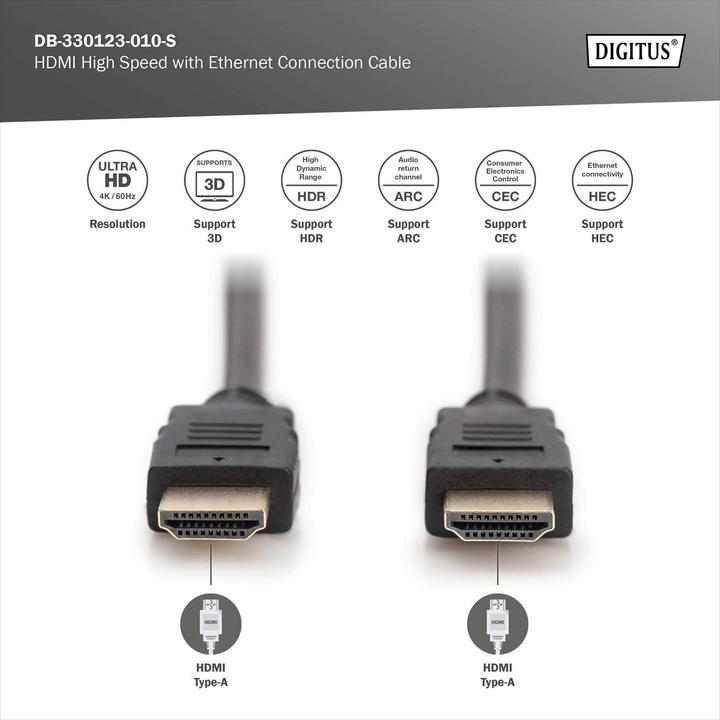 Produktbild Digitus HDMI (Typ A) — HDMI (Typ A) (1 m, HDMI)