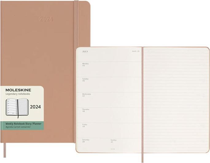 Actual product image Moleskine 12 Month Weekly Note Calendar 2024, Large/A5, Sand Brown (A5, Hardcover, English)