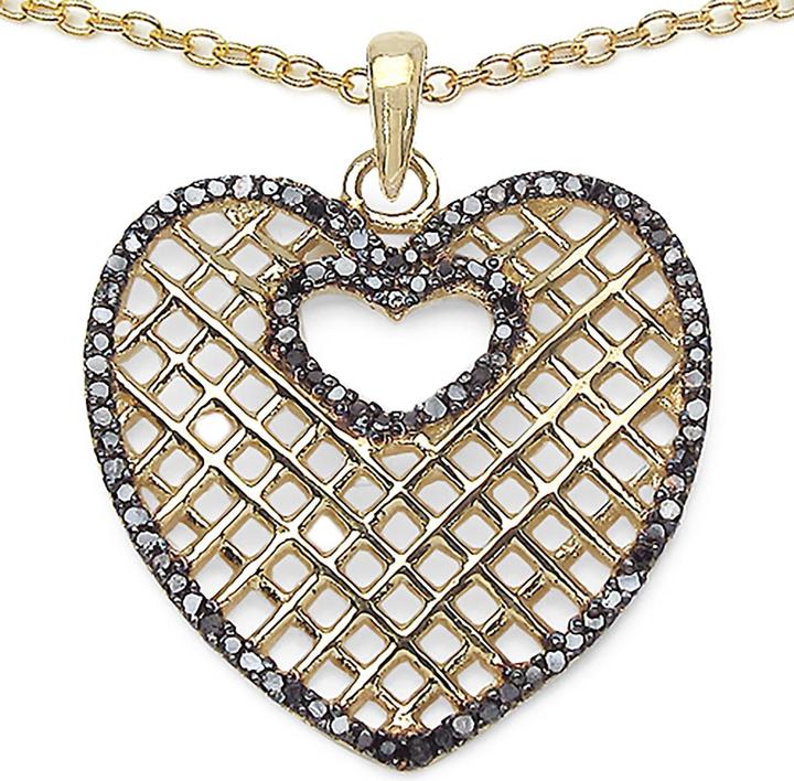 Image du produit Xen Pendentif coeur avec chaîne diamants noirs 0.51ct. 925 argent doré (Argent sterling 925, 45 cm)