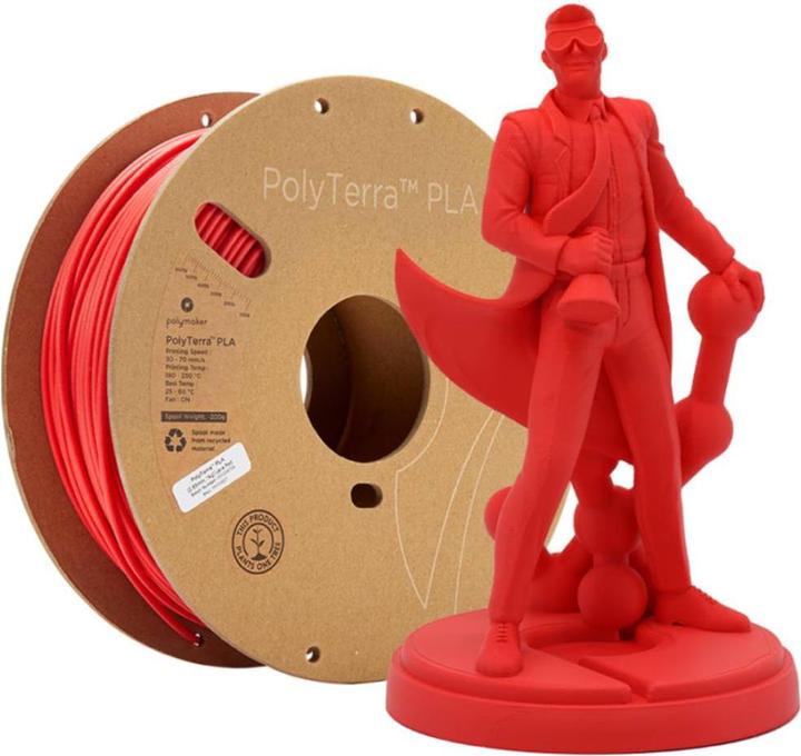 Actual product image Polymaker PolyTerra (PLA, 1.75 mm, 1000 g, Red)