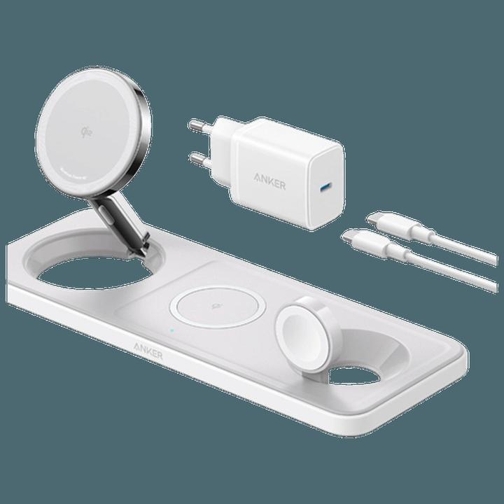 Image du produit Anker Chargeur magnétique sans fil MagGo 15W, 3-en-1 pad, blanc, UE Plug (25 W)