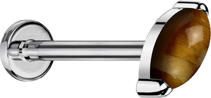 Produktbild Star Piercing Micro Threadless Labret silber Ovaler Tigerauge Stein (Titan G23, ohne Messing, Mineralisch)
