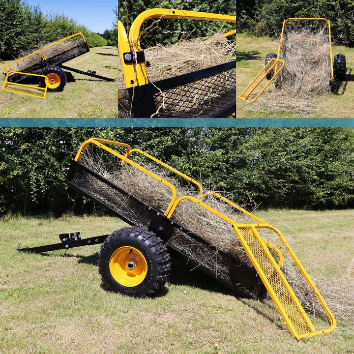 Produktbild Wiltec Kippanhänger bis 450kg für Rasentraktor Anhänger Kipper Kippmulde Garten (Rasentraktor)