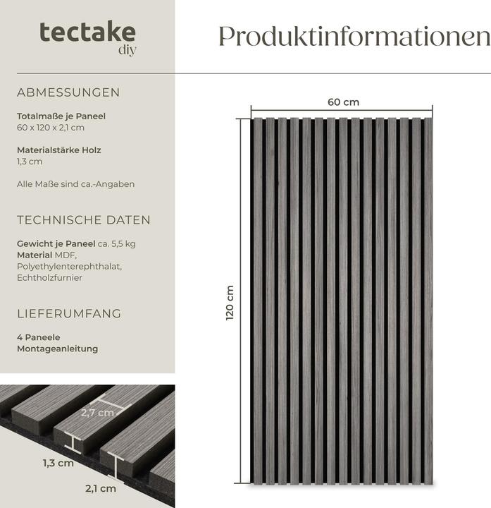 Image du produit tectake Lot de panneaux acoustiques Sonic Wall aspect bois (4 pcs)