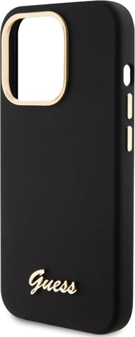 Actual product image Guess GUHCP15LSMBSLK iPhone 15 Pro 6.1" czarny/black hardcase Silicone Script Metal Logo & Frame (Apple iPhone 15 Pro)