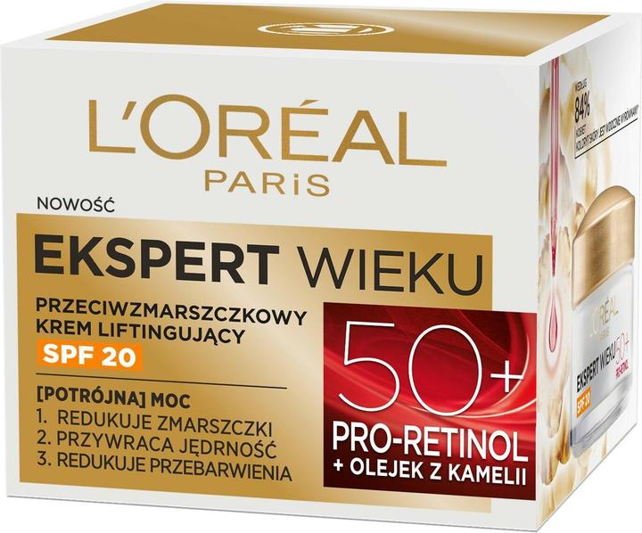 L'Oréal Paris L'OREAL Ekspert Wieku 50+ przeciwzmarszczkowy krem liftingujący 50ml (50 ml, 24h Creme, SPF 20)