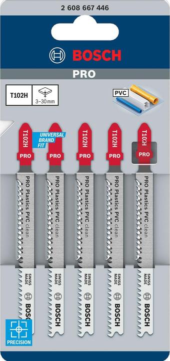 Produktbild Bosch Professional Zubehör PRO Plastics PVC clean T102H Stichsägeblatt, 100 mm, 5-tlg.