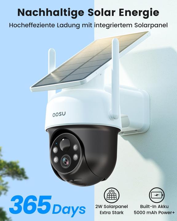 Immagine prodotto Aosu 2K Solarbetriebene PTZ-Überwachungskamera