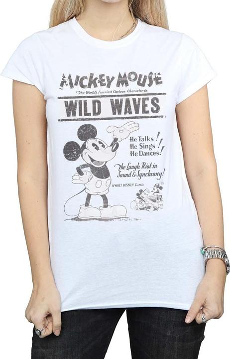 Actual product image Disney Womens/Ladies Mickey Mouse Making Waves Cotton T-Shirt (XL)