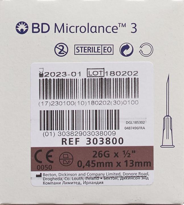 Produktbild BD Microlance 3 Injektion Kanüle 0.45x13mm braun 100 Stk