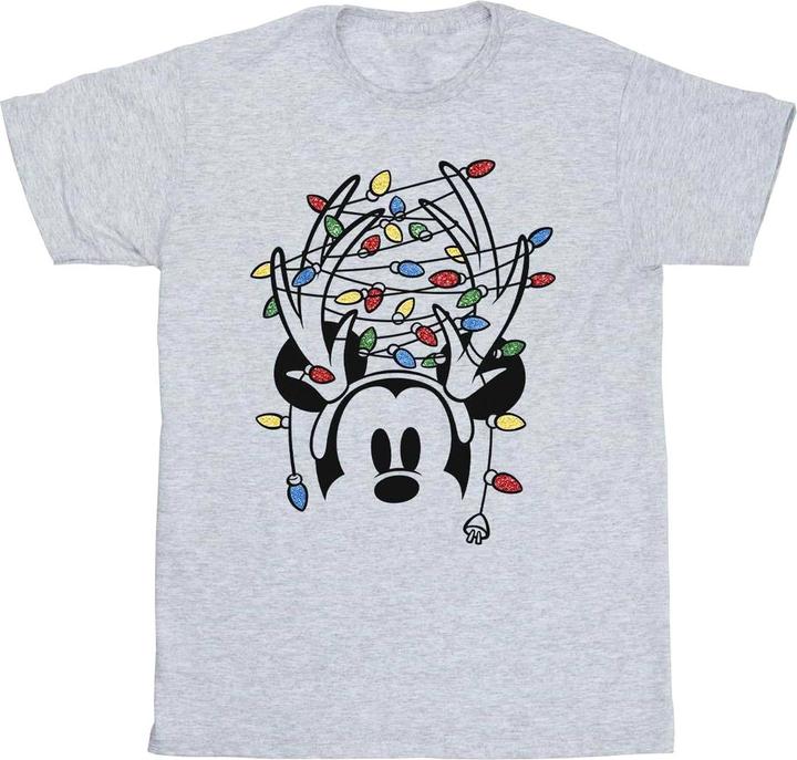 Disney Mickey Mouse Christmas Head Lights TShirt