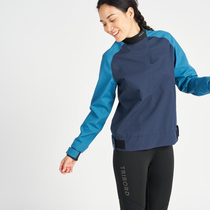 Actual product image Tribord Women's Sailing Windproof Jacket - 500 BLUE