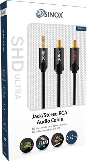 Produktbild Sinox SHD mini jack til phono kabel. 0,75m. Sort