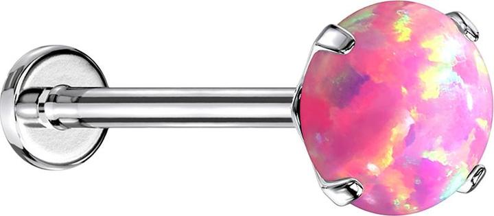 Produktbild Star Piercing Micro Threadless Labret silber Opal pink gefasst (Chirurgenstahl 316Lohne Messing, ohne MessingChirurgenstahl 316L)