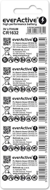 Image du produit Everactive Mini CR1632 Pile au lithium Blister de 5 pièces (5 pcs, CR1632, 140 mAh)