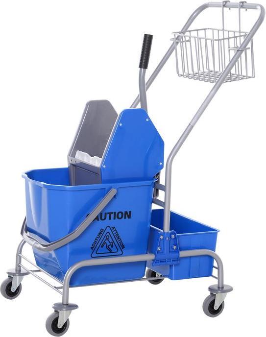 Actual product image Swisshandel24 Putzwagen Reinigungswagen Fahreimer Putzeimer 25 Liter mit 4 Rollen Blau (1 pcs.)