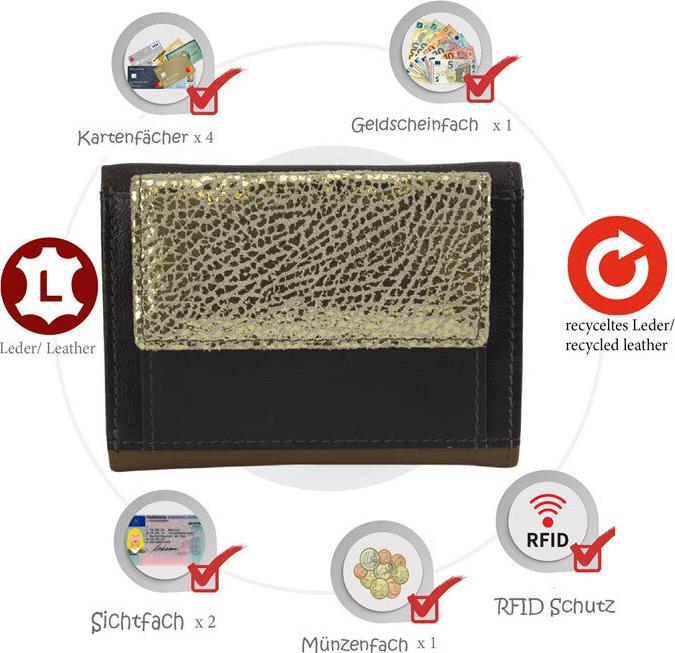 Produktbild Sunsa Portemonnaie RFID Leder Recycelt Small No.2