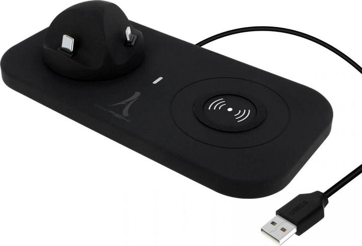 Actual product image Akashi USB-C / Lightning / Micro-USB / QI 4-in-1 charging station (10 W)