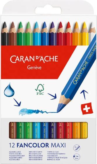Produktbild Caran d'Ache Swisscolor Maxi Farbstifte Kartonschachtel (Mehrfarbig, 12 x)