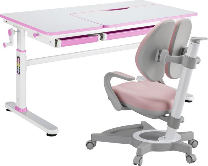 Produktbild En.Casa Kinderschreibtisch Sauda mit Kinderstuhl Pink (Kindertisch)