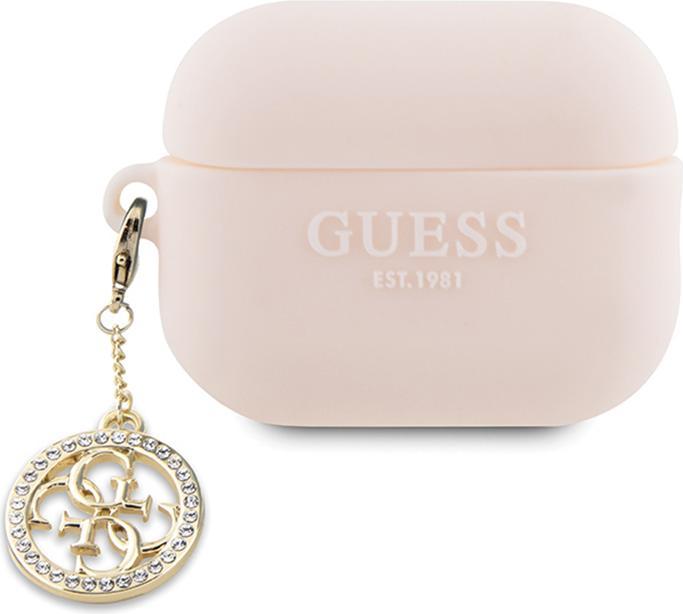 Guess GUAP23DSLGHDP AirPods Pro 2 cover różowy/pink 3D Rubber 4G Diamond Charm (Headphone bag)